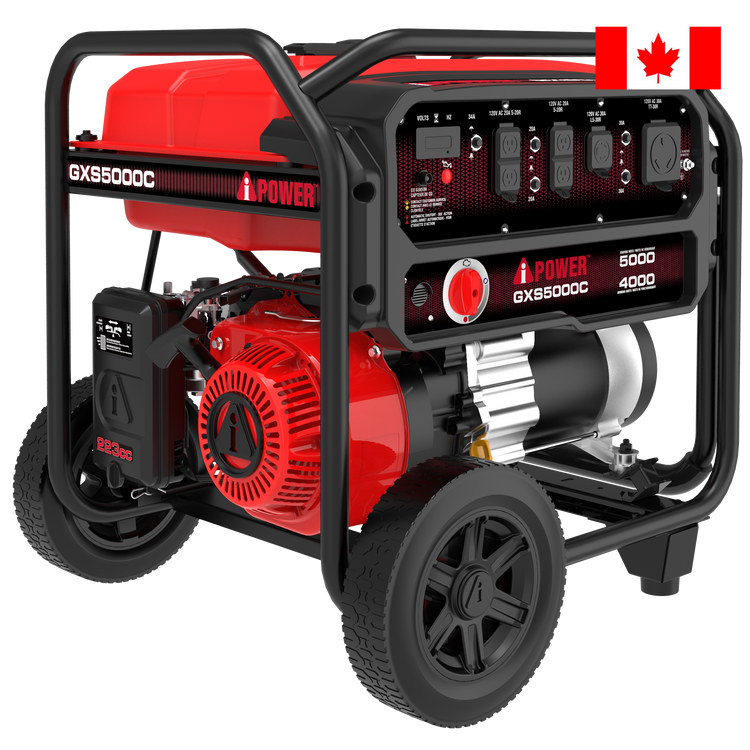 5000 Watt Portable Gas Generator with CO Sensor, Long Runtime Generator for Home Backup, RV & Jobsite Use-GXS5000C