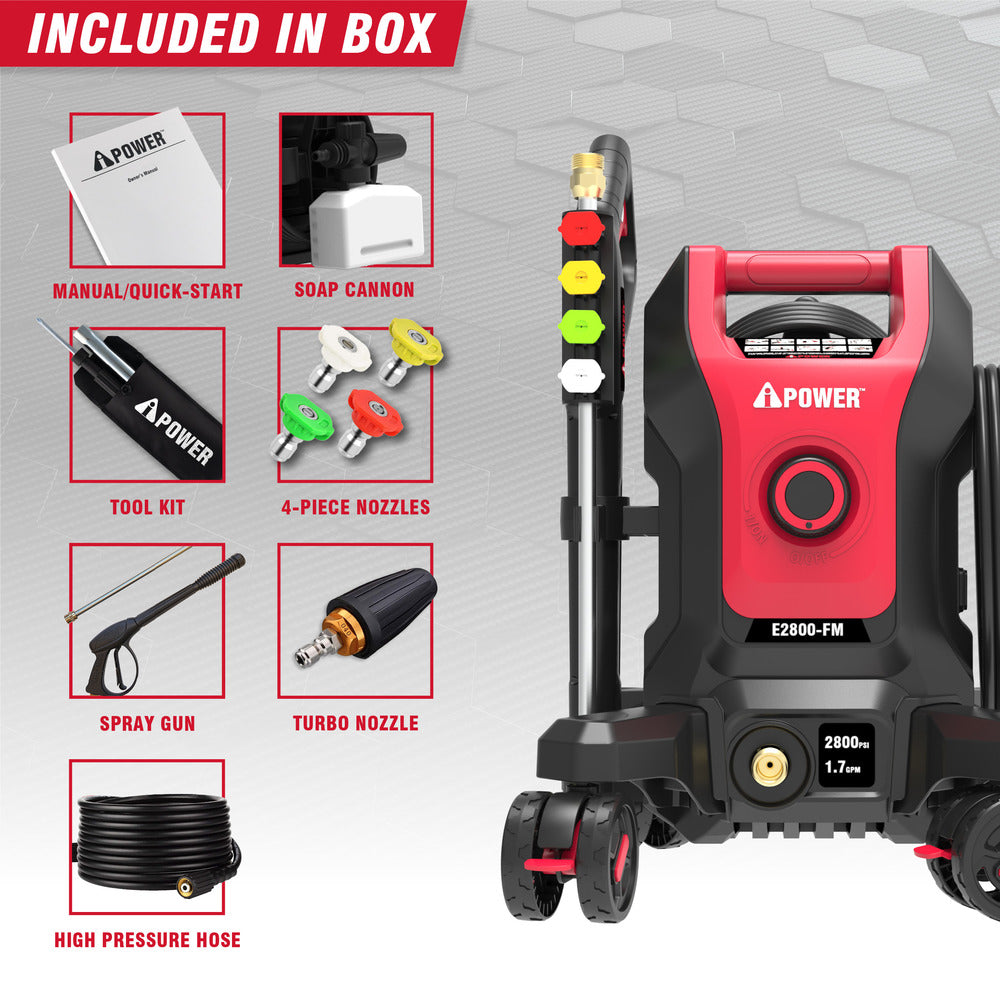 2800 PSI Electric Pressure Washer with Foam Cannon, Compact Power