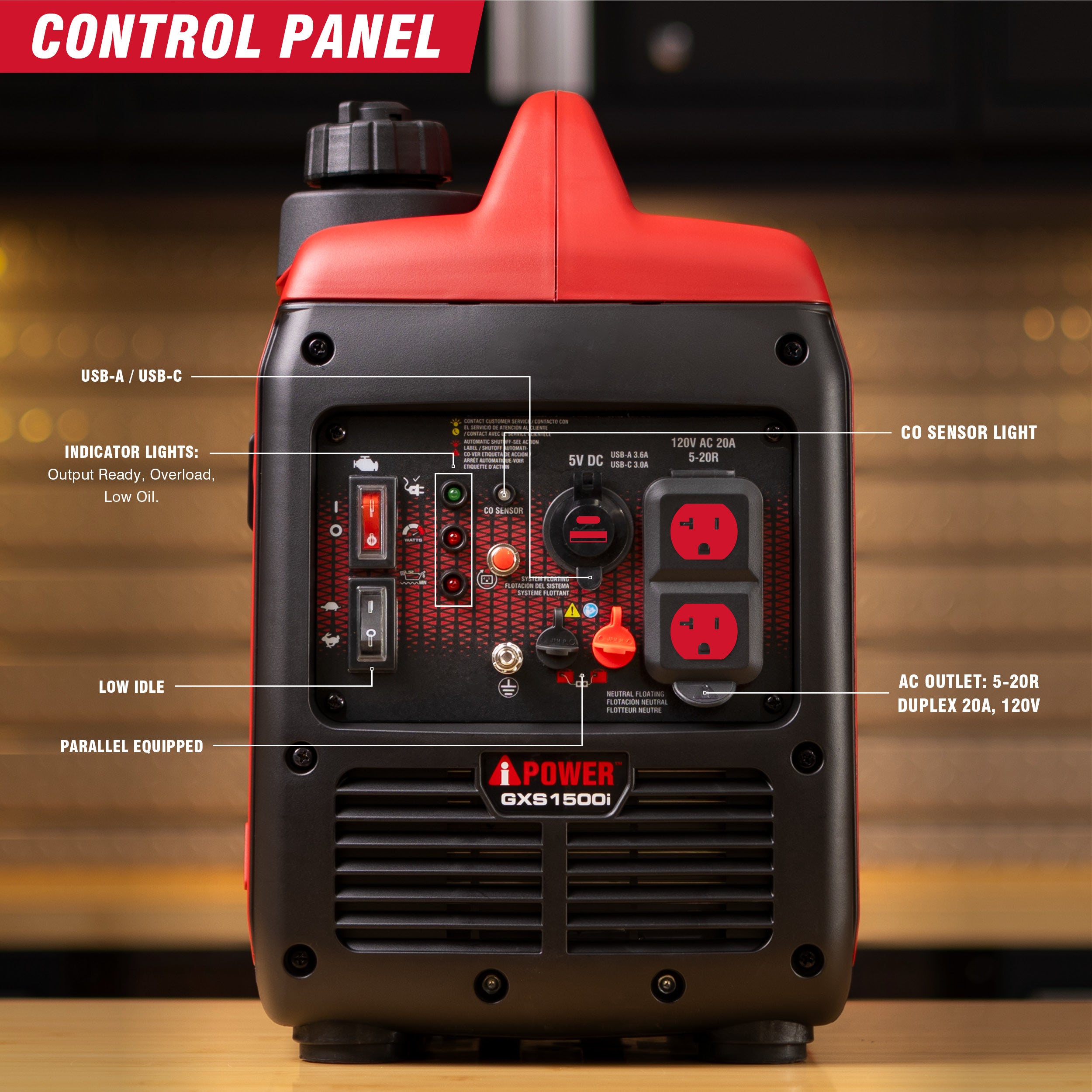 1500 Watt Portable Inverter Generator With CO Alert GXS1500i