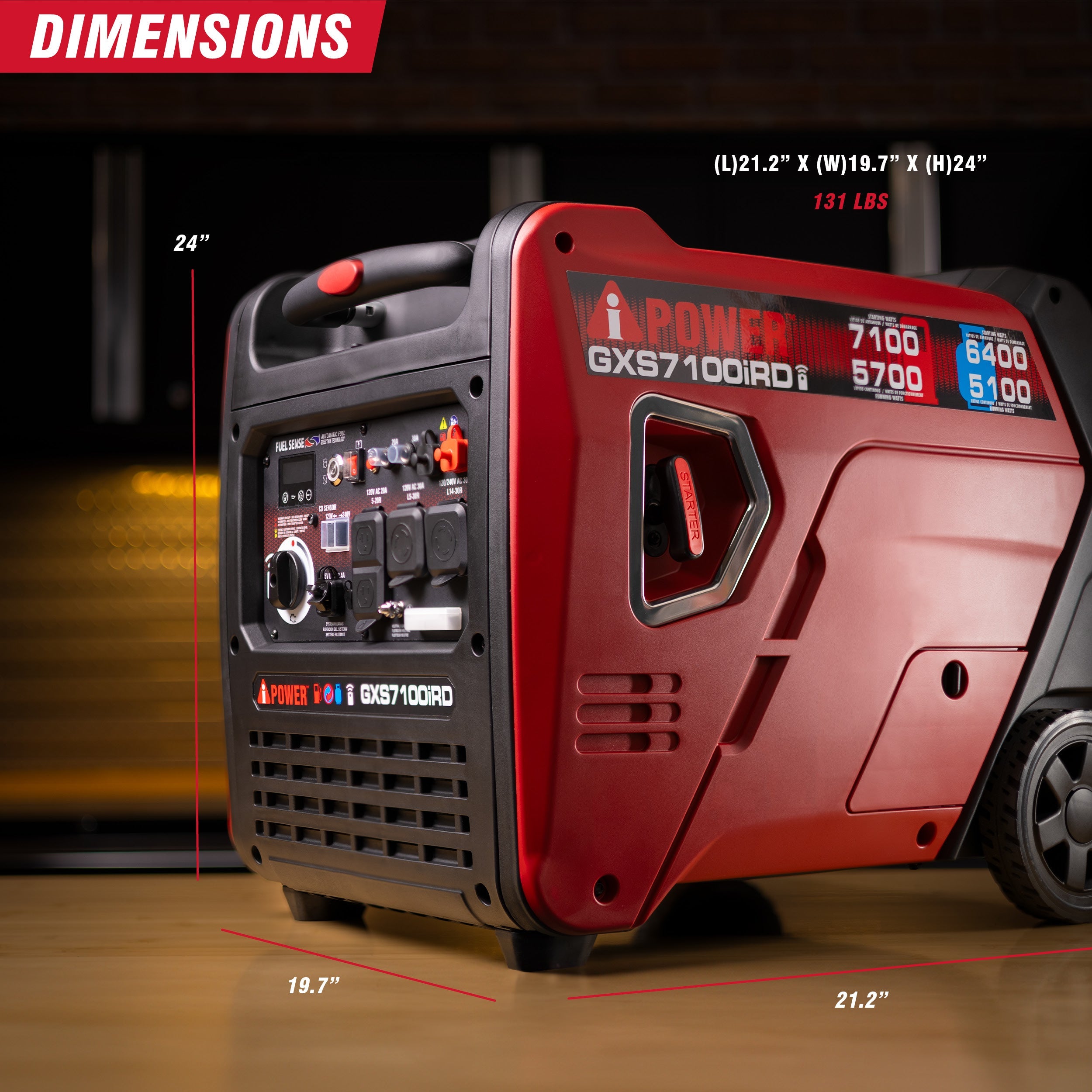 GXS7100iRD - 7100 Watt Dual Fuel With Remote Start Inverter Generator
