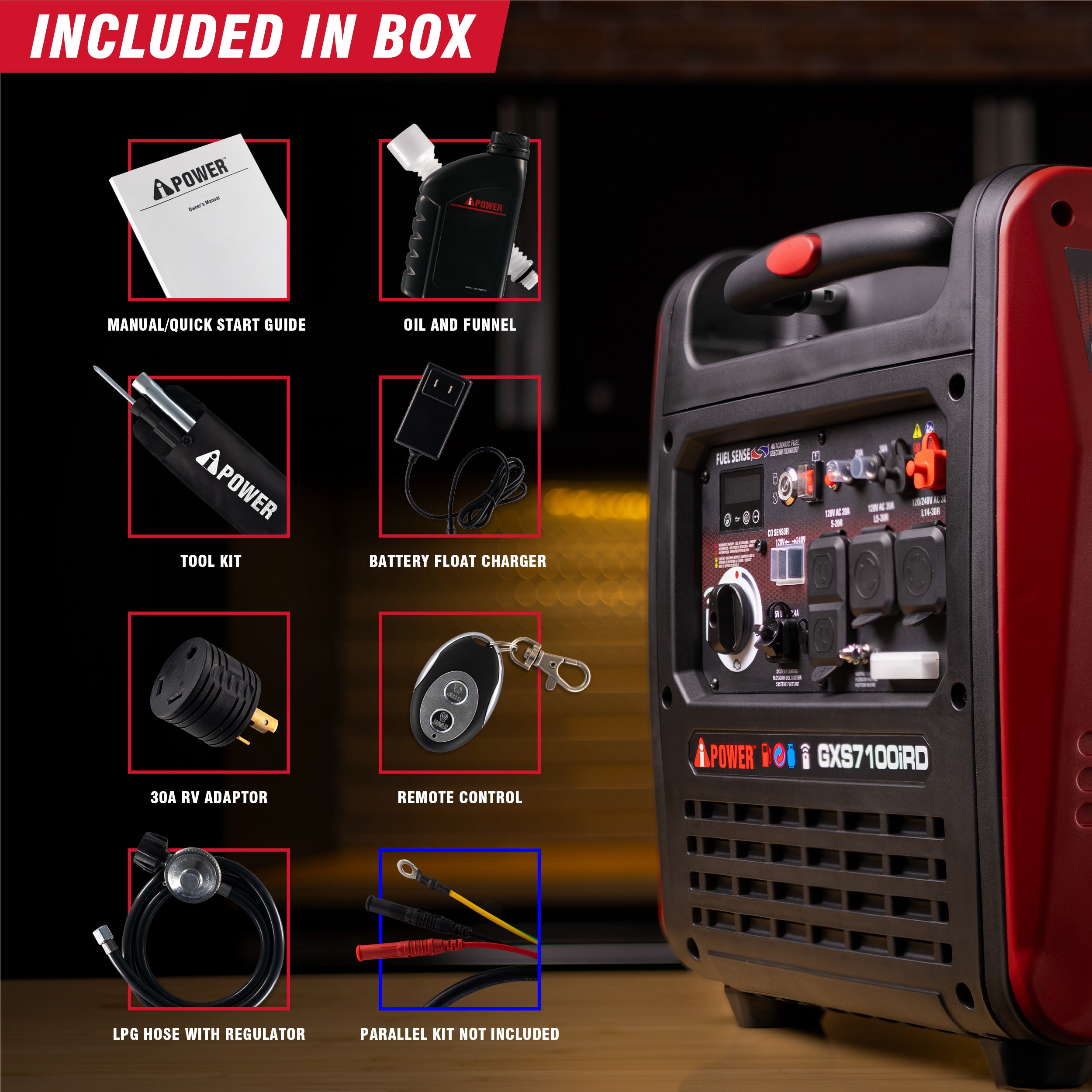 GXS7100iRD - 7100 Watt Dual Fuel With Remote Start Inverter Generator