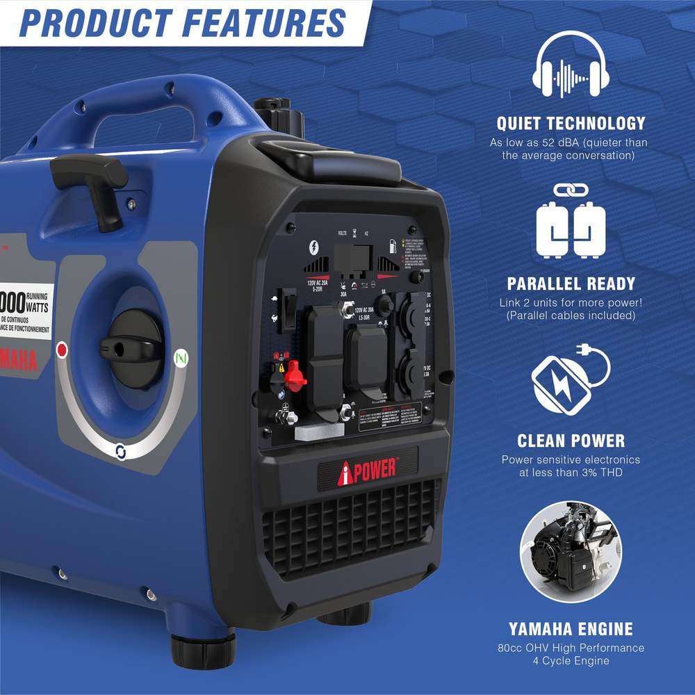 2500W Portable Inverter Generator Yamaha Engine With CO Alert SC2500i
