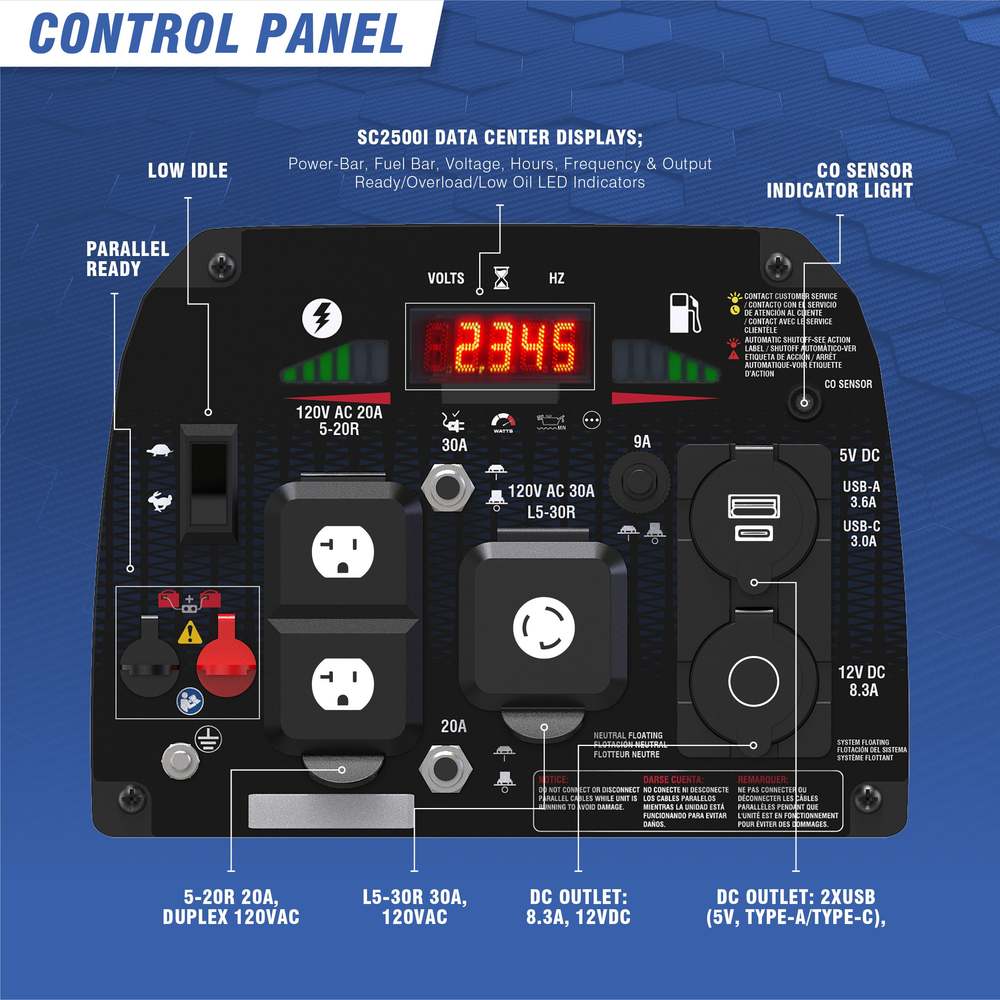 2500W Portable Inverter Generator Yamaha Engine With CO Alert SC2500i
