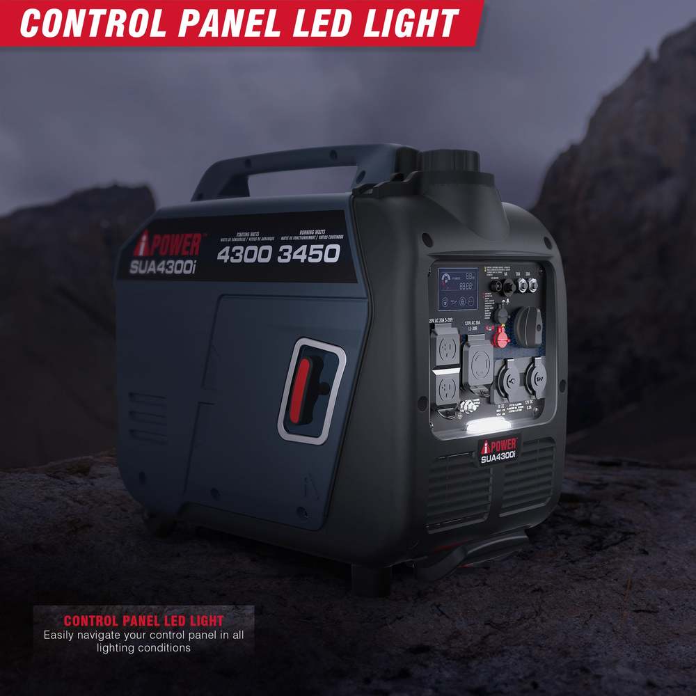 4300W Portable Inverter Generator With CO Alert & Llluminated