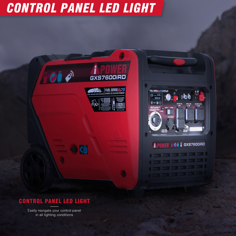 GXS7600iRD - Dual Fuel, Remote Start Inverter Generator