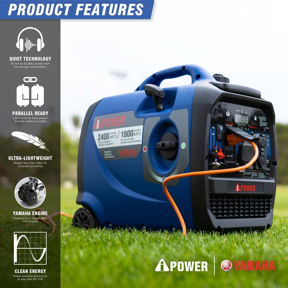 2400W Portable Inverter Generator With Yamaha Engine & CO Alert