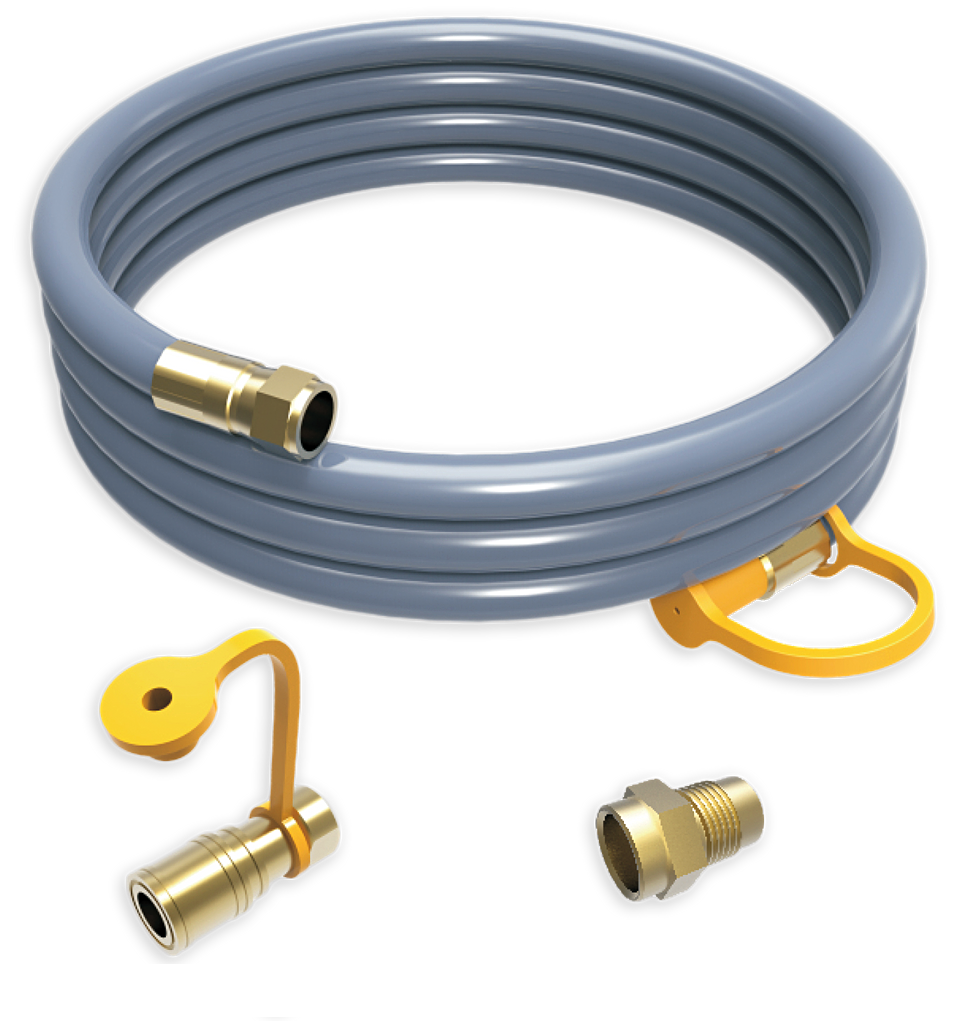 10’ Quick‑Connect 1/2" Natural Gas Hose Kit with Brass Fittings, Weather‑Proof Low‑Pressure Generator Accessory Adapter H1001