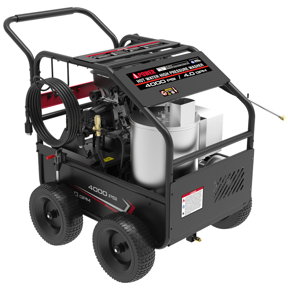 A-iPower Gas Hot Water Pressure Washer 4000 PSI 4.0 GPM with Diesel Heater EPA Certified, A4000