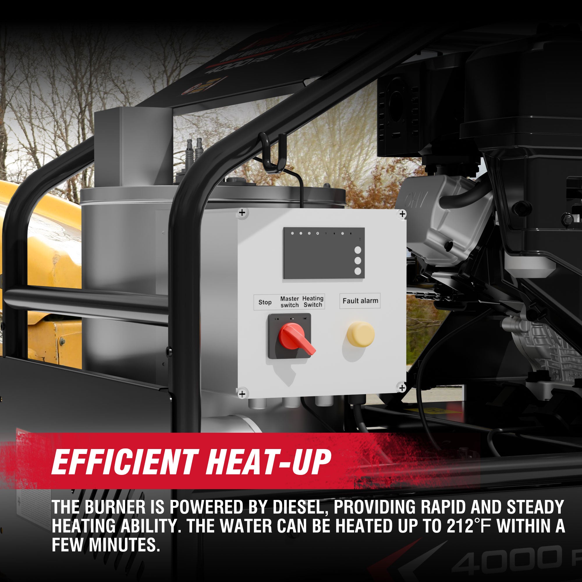 A-iPower Gas Hot Water Pressure Washer 4000 PSI 4.0 GPM with Diesel Heater EPA Certified, A4000