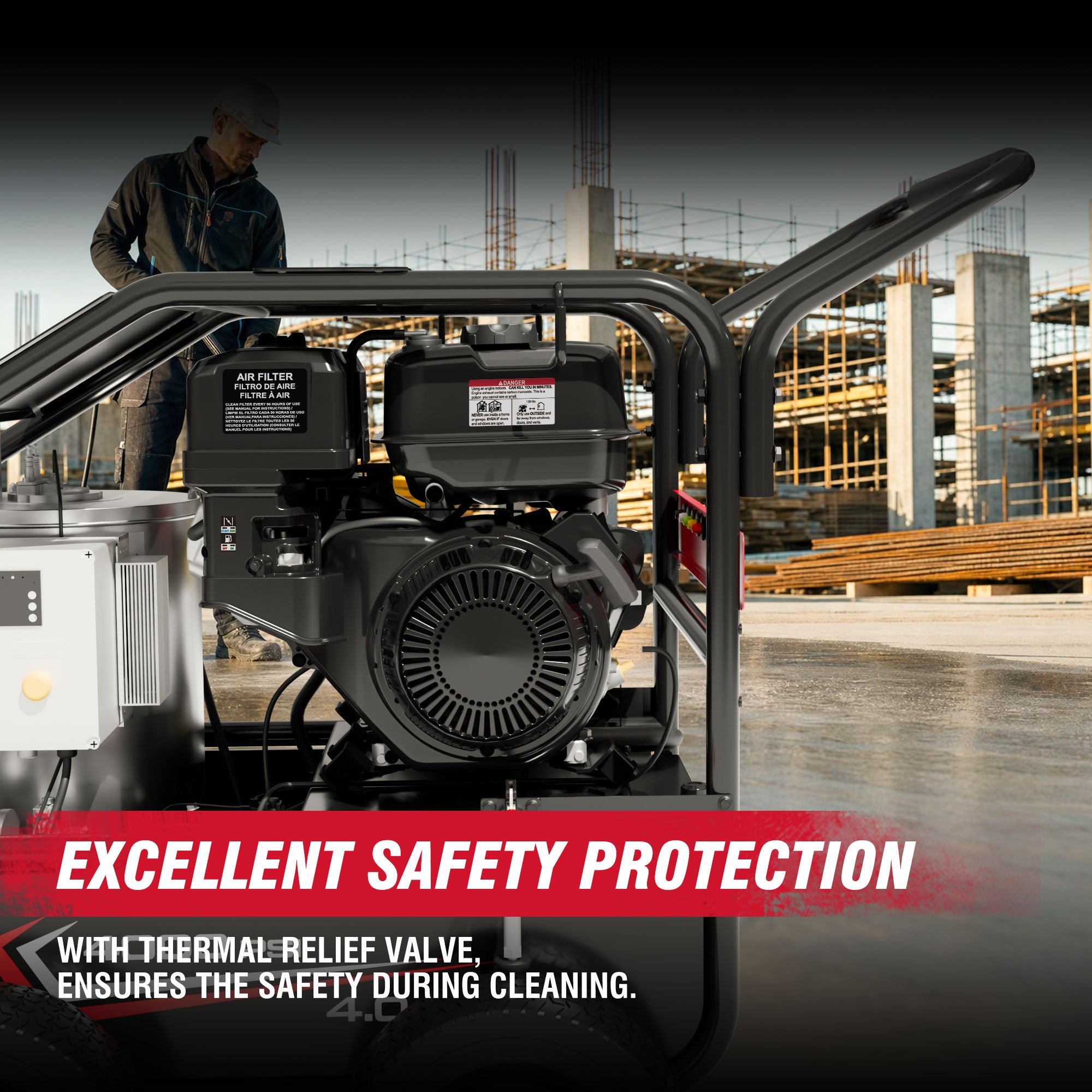A-iPower Gas Hot Water Pressure Washer 4000 PSI 4.0 GPM with Diesel Heater EPA Certified, A4000