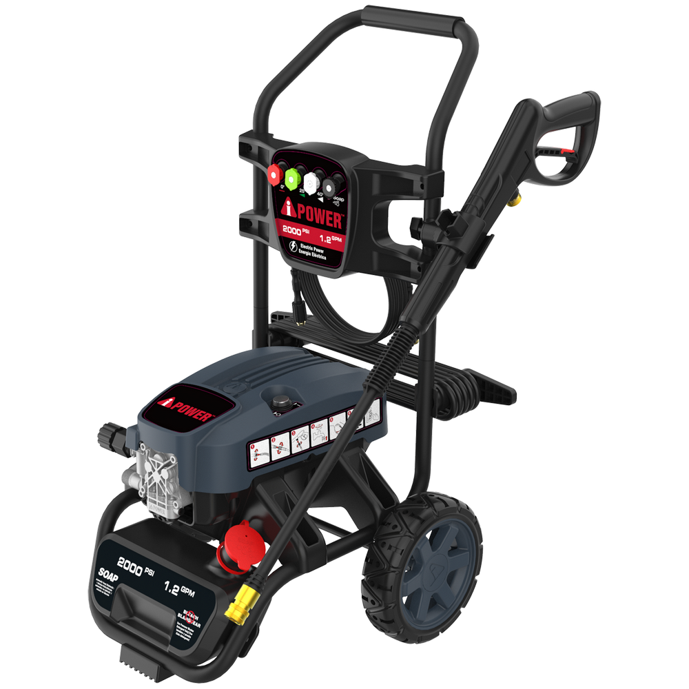 2000 PSI Electric Pressure Washer with 1.2 GPM Pump, Portable 25’ Hose & 4 Nozzles APW2000E