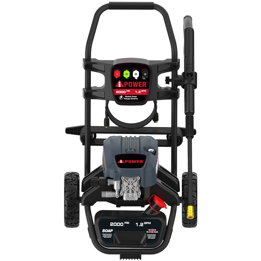 2000 PSI Electric Pressure Washer with 1.2 GPM Pump, Portable 25’ Hose & 4 Nozzles APW2000E