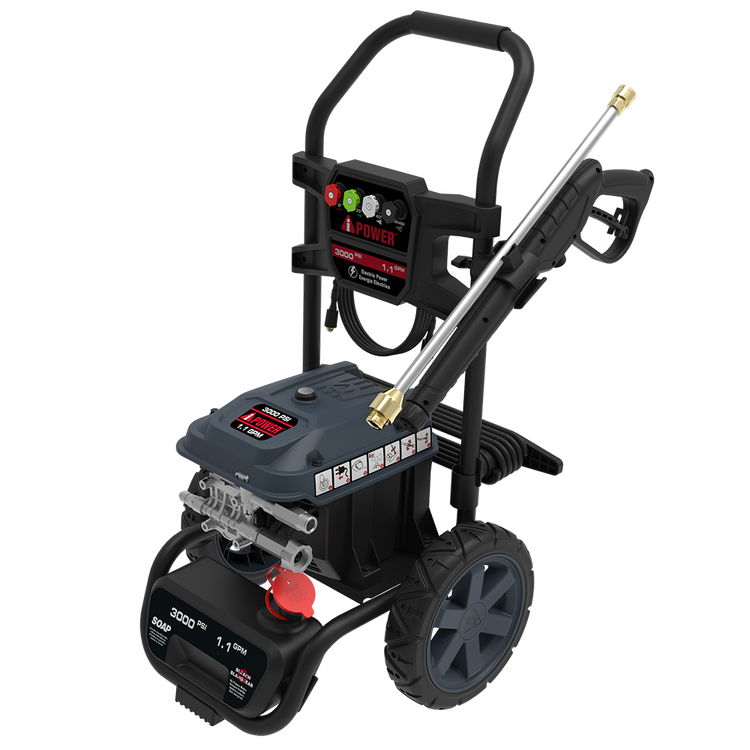 3000 PSI Electric Pressure Washer 1.1 GPM Portable High‑Pressure Cleaner with 25’ Hose & 4 Nozzles APW3000E