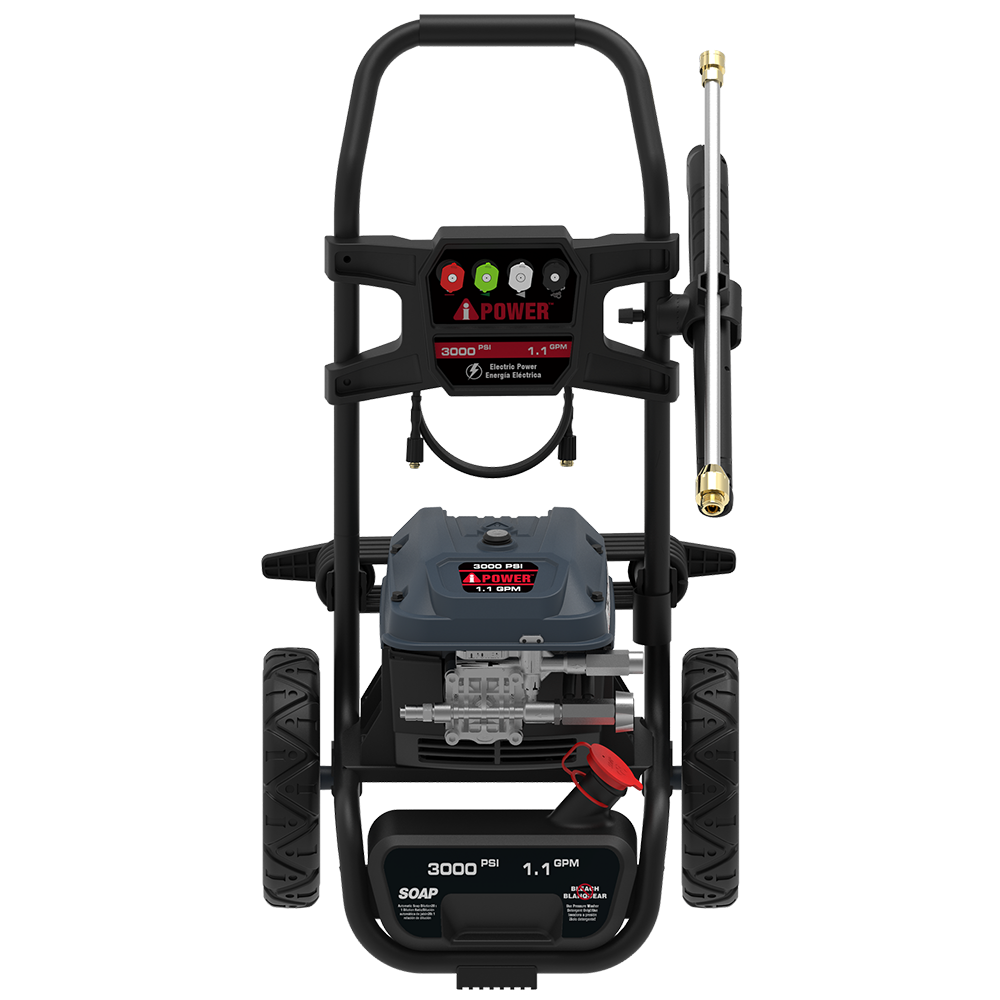 3000 PSI Electric Pressure Washer 1.1 GPM Portable High‑Pressure Cleaner with 25’ Hose & 4 Nozzles APW3000E