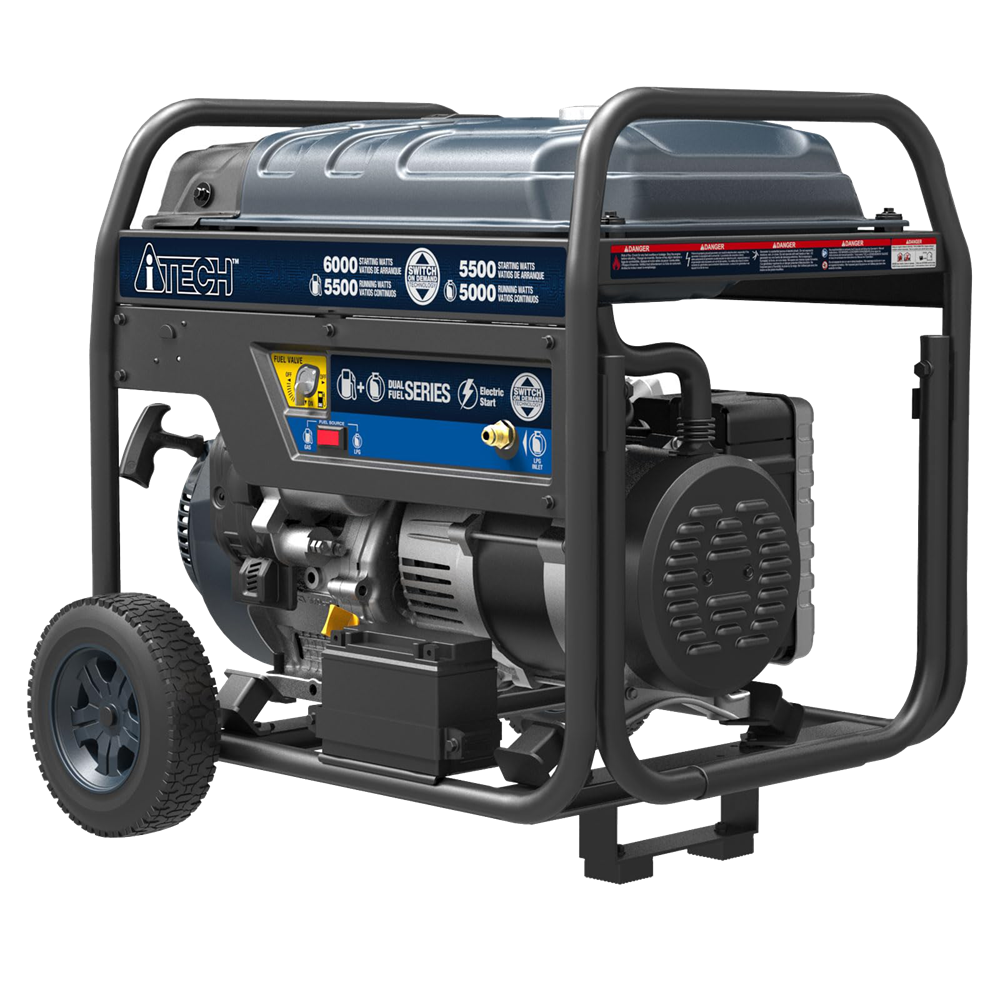 5000W / 6000W Portable Dual Fuel Generator , Electric Start, Gas & Propane Powered, CO Sensor AT10-260001