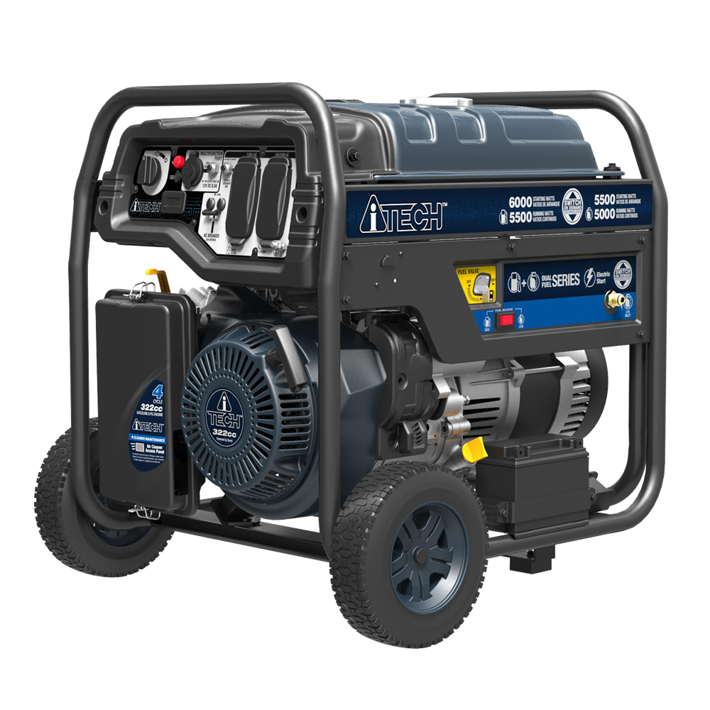 6000W Dual Fuel Portable Generator with Electric Start & CO Sensor ...