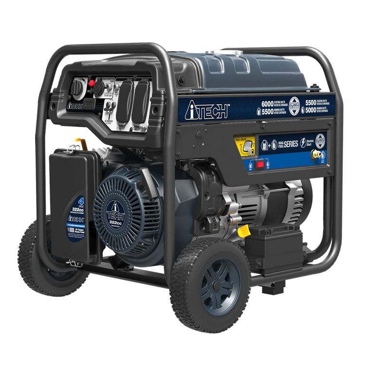 5000W / 6000W Portable Dual Fuel Generator , Electric Start, Gas & Propane Powered, CO Sensor AT10-260001