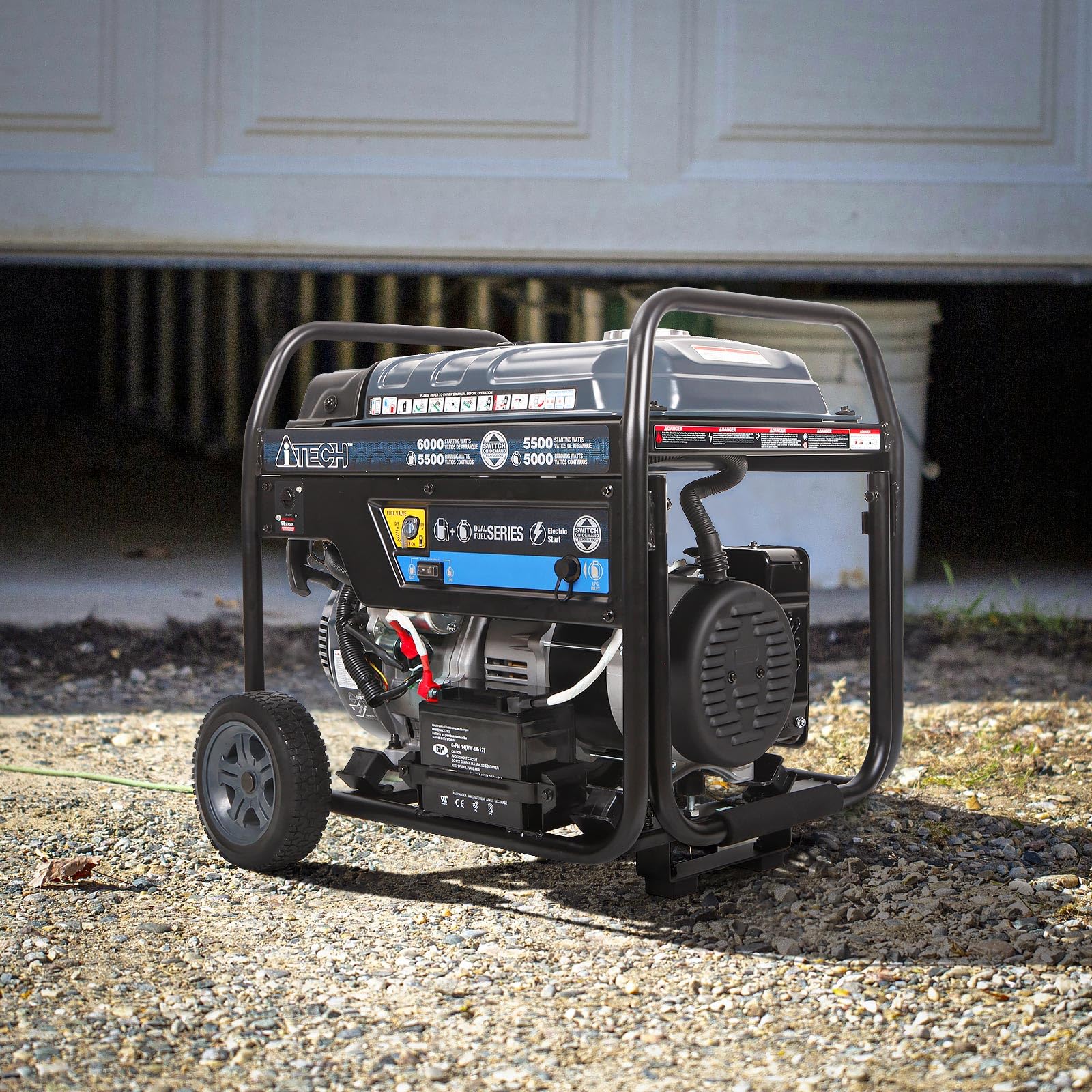 5000W / 6000W Portable Dual Fuel Generator , Electric Start, Gas & Propane Powered, CO Sensor AT10-260001
