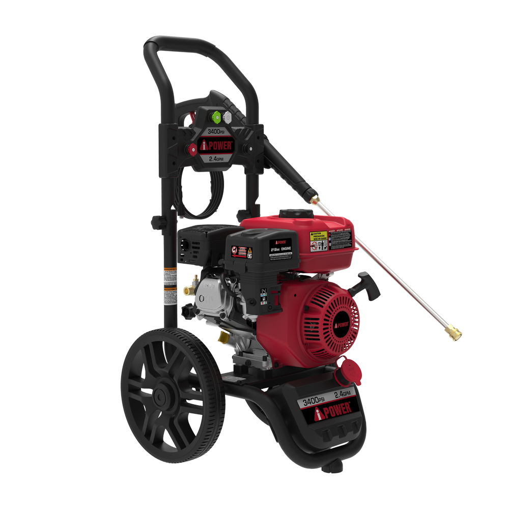 Gas Pressure Washer 3400PSI 2.4 GPM Gas Powered Pressure Washer 12'' Wheel GPW3400