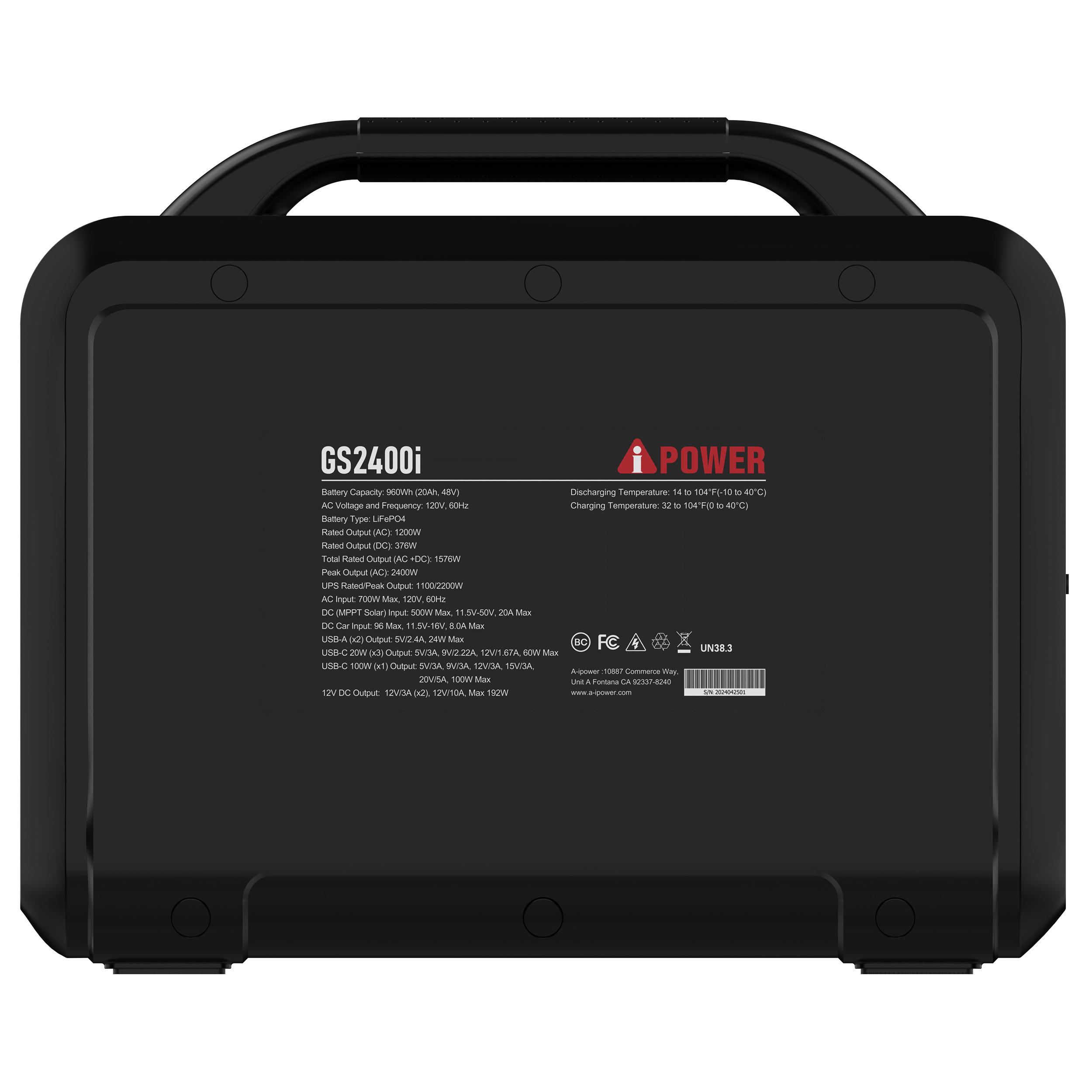 1200W Portable Power Station 960Wh Solar Generator LiFePO4 Battery GS2400i