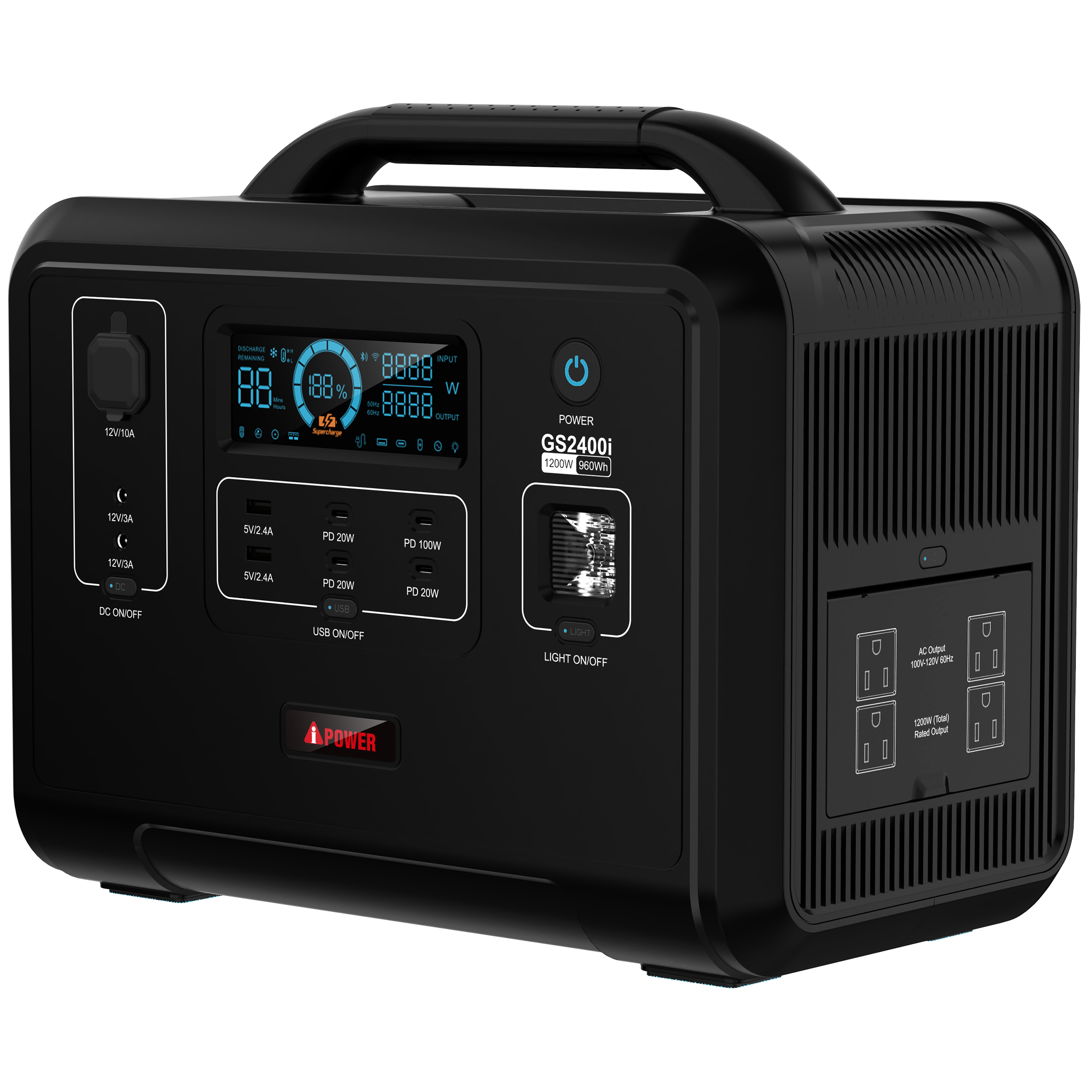 1200W Portable Power Station 960Wh Solar Generator LiFePO4 Battery GS2400i