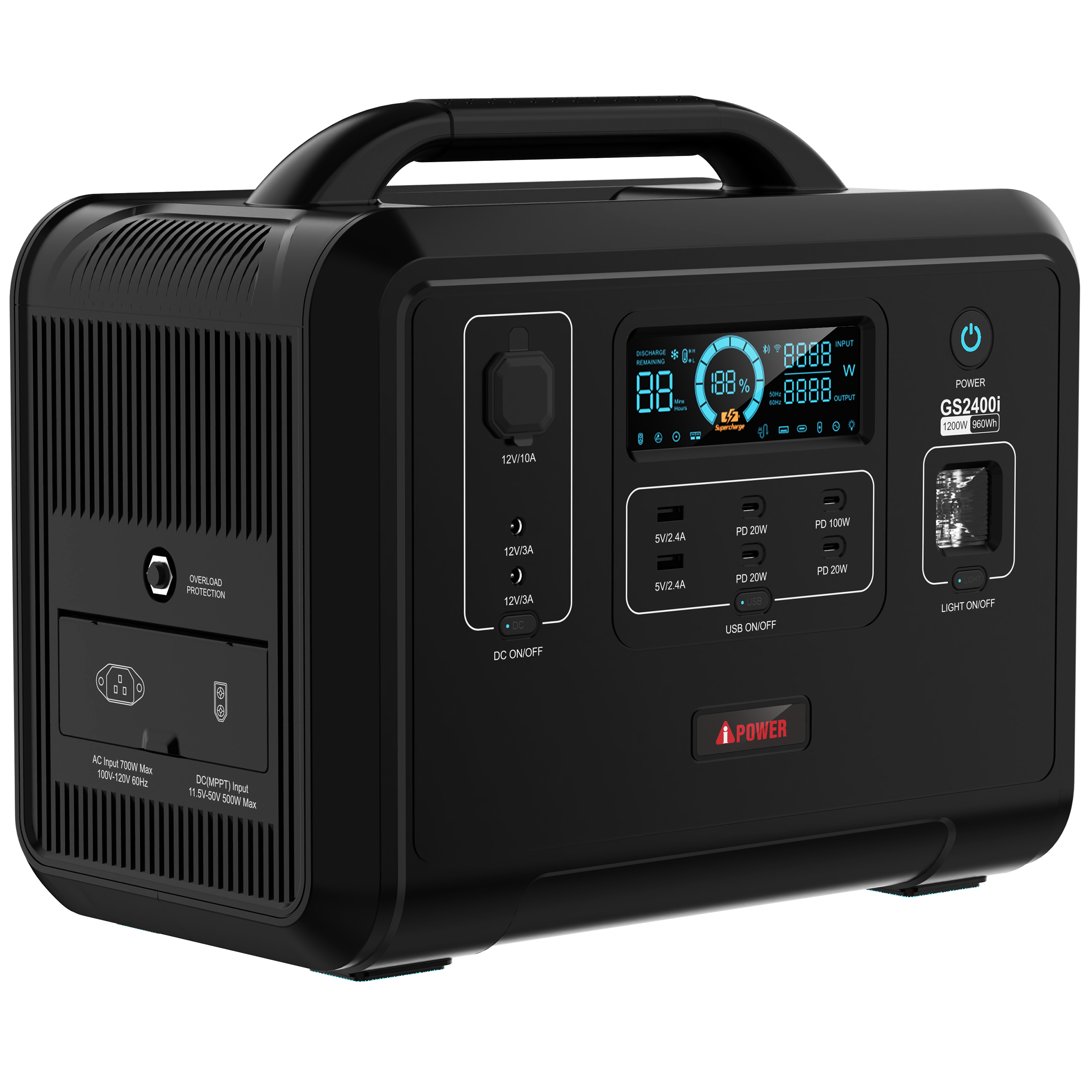 1200W Portable Power Station 960Wh Solar Generator LiFePO4 Battery GS2400i