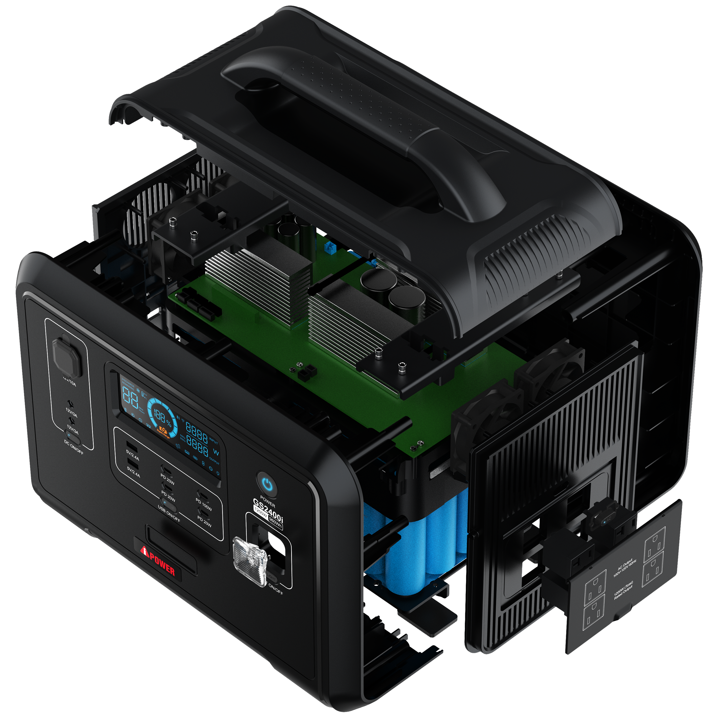 1200W Portable Power Station 960Wh Solar Generator LiFePO4 Battery GS2400i