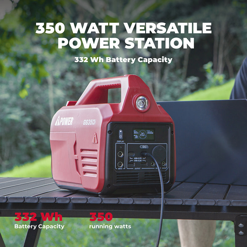 332 Wh Lithium Portable Power Station 700 W/350 W Rated Pure Sine Battery Generator GS350i