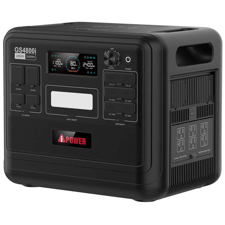 2048Wh 2400W Portable Power Station LiFePO4 Solar Generator GS4800i