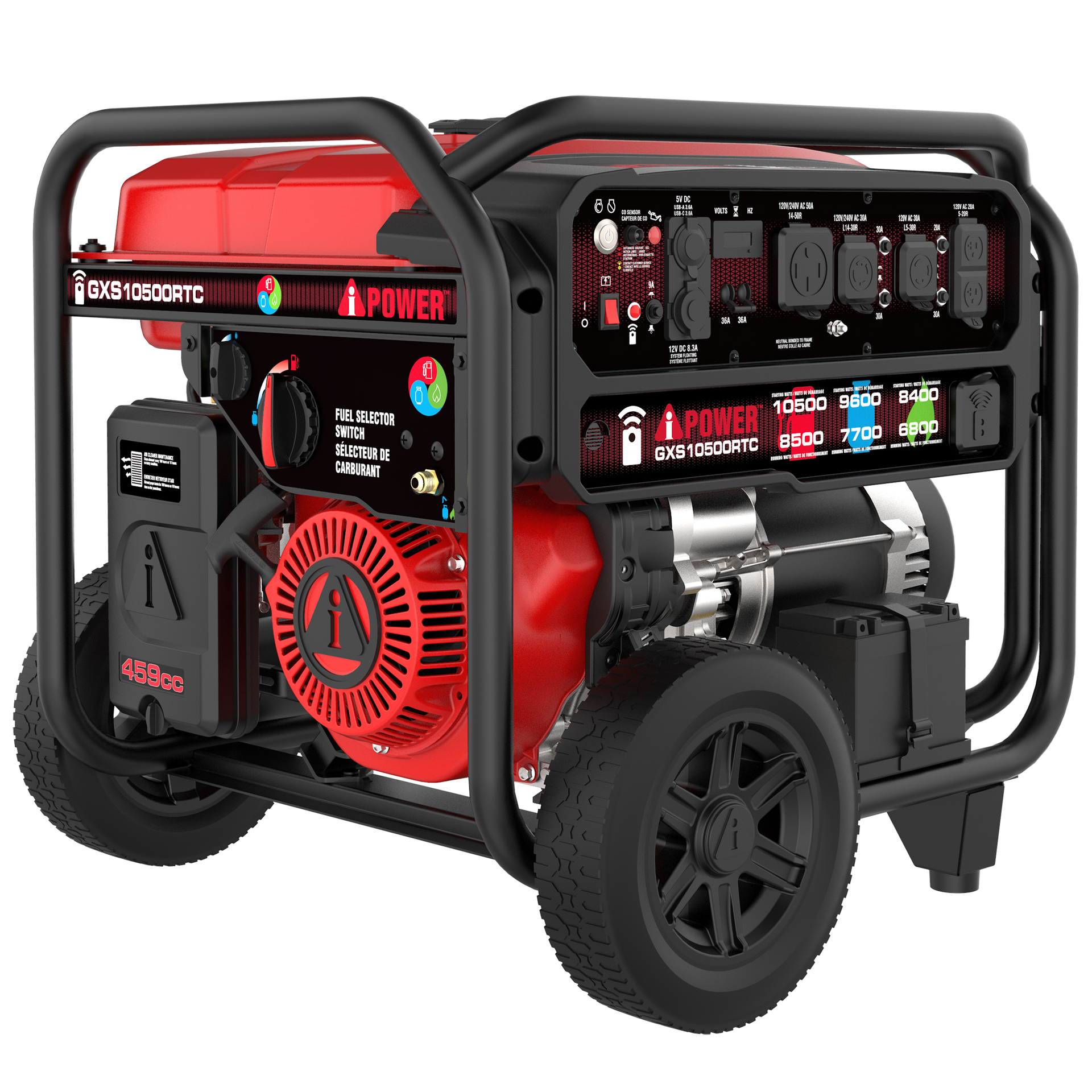 10500 Watt Tri Fuel Generator Remote Start Gas Propane & Gas Portable Generator Home Backup RV & Jobsite GXS10500RTC
