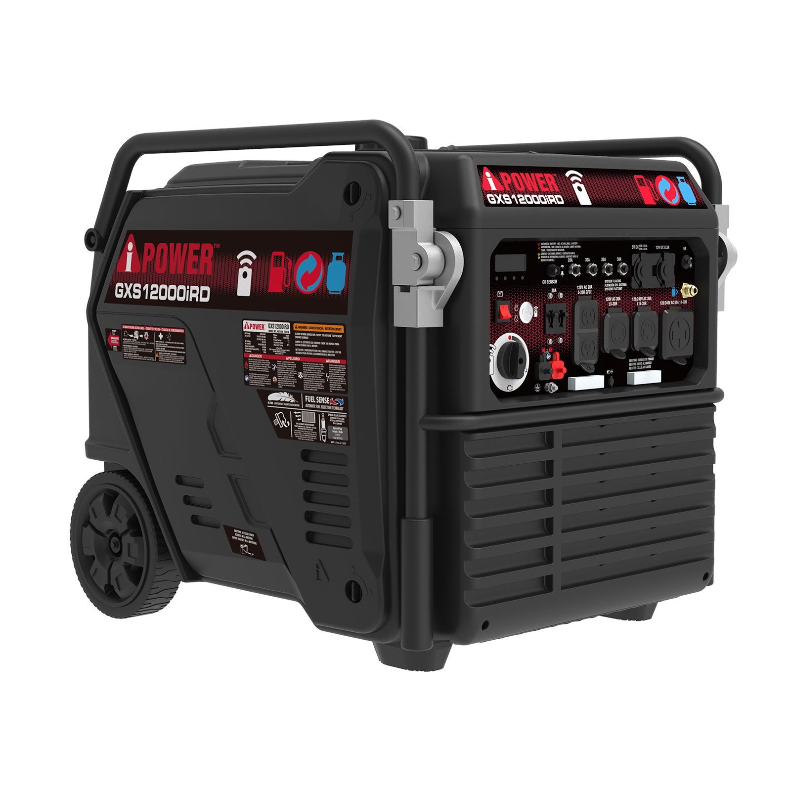 GXS12000iRD 12000 Watts Dual Fuel Portable Inverter Generator, Gas & Propane Powered, Remote Electric Start,for Home Backup & Emergency Ready, Job Site, RV