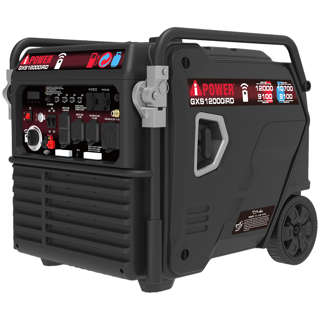 GXS12000iRD 12000 Watts Dual Fuel Portable Inverter Generator, Gas & Propane Powered, Remote Electric Start,for Home Backup & Emergency Ready, Job Site, RV