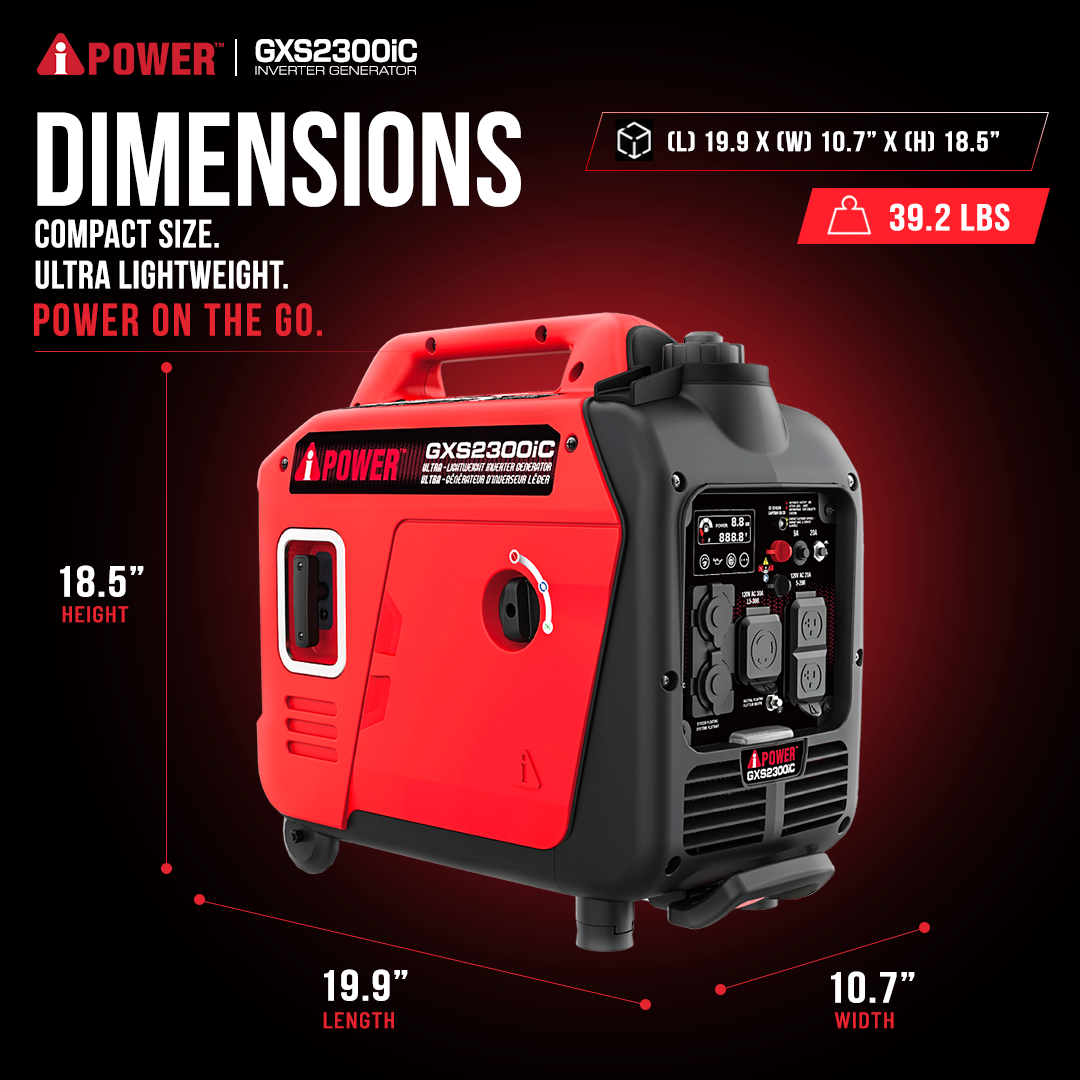 2300 Watt Silent Inverter Generator with CO Sensor, Ultra-Light Portable Gas Generator for Camping, RV & Home Backup-GXS2300iC