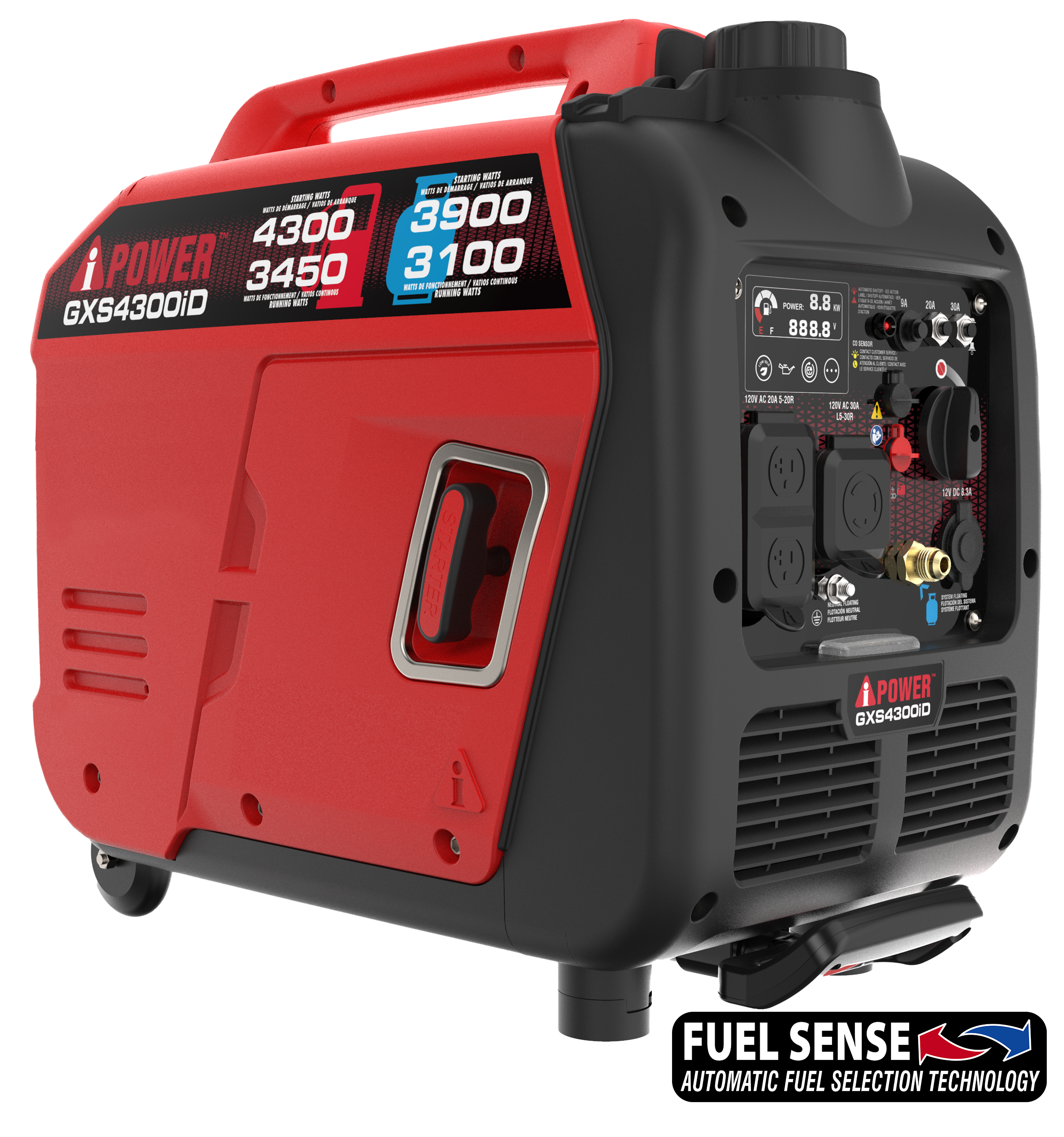 4300W Dual Fuel Inverter Generator With CO Alert, Ultra Lightweight GXS4300iD