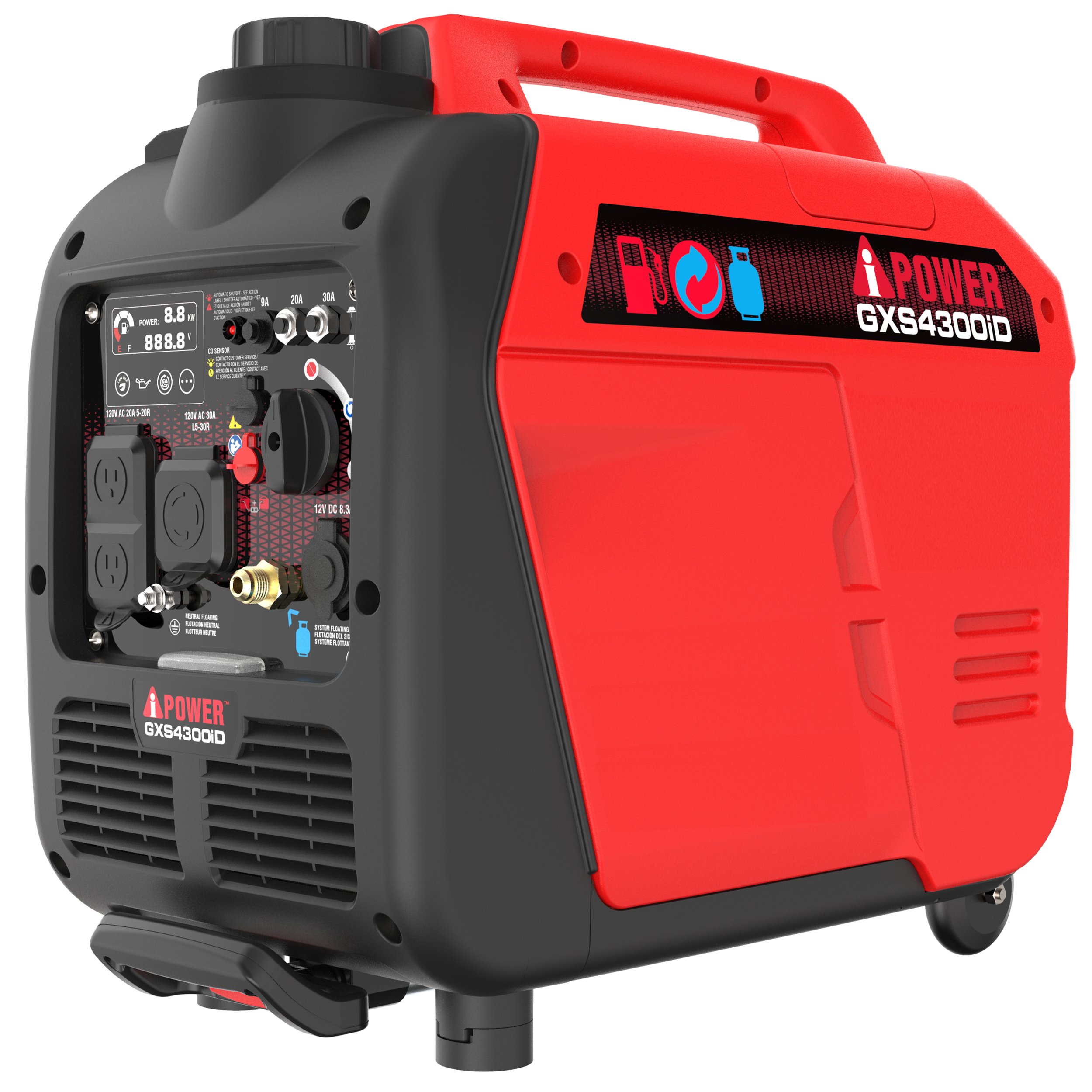 4300W Dual Fuel Inverter Generator With CO Alert, Ultra Lightweight GXS4300iD