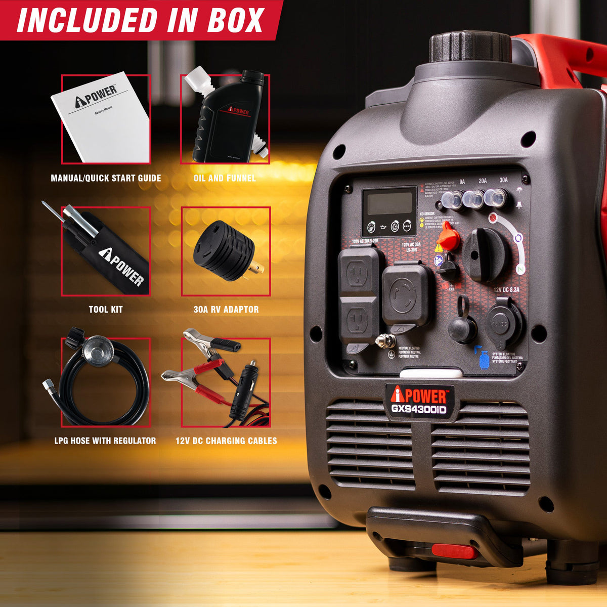 4300W Dual Fuel Inverter Generator With CO Alert, Ultra Lightweight GXS4300iD