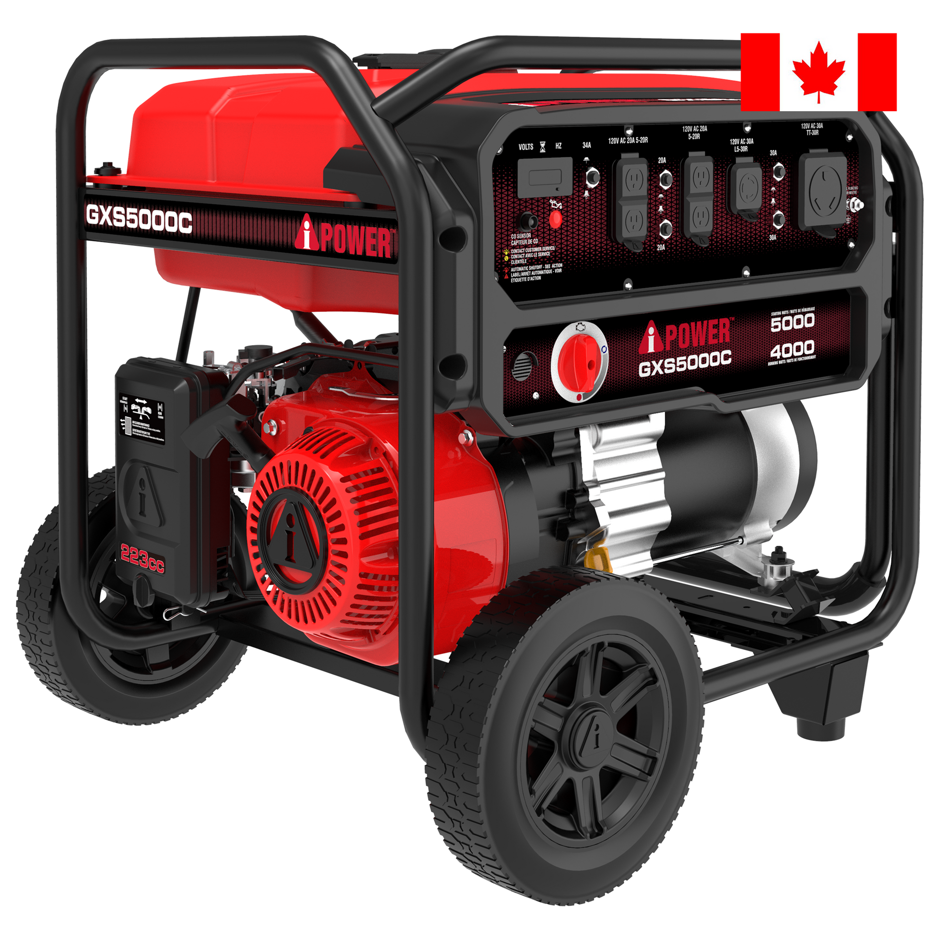 5000 Watt Portable Gas Generator CO Sensor Long Runtime Generator Home Backup RV & Jobsite Use GXS5000C