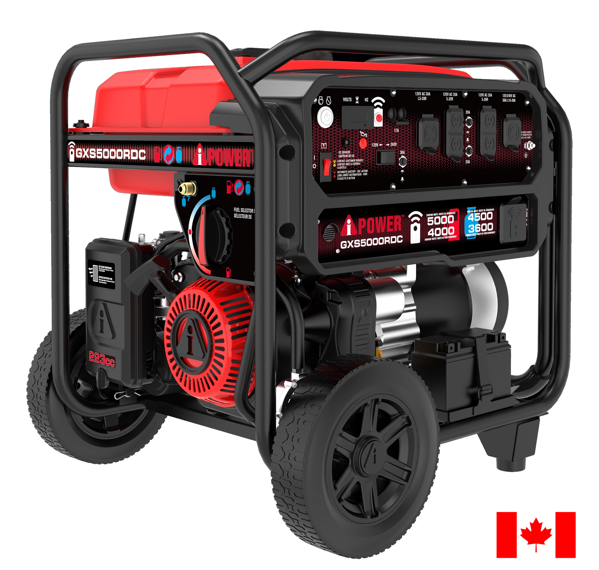 5000 Watt Dual Fuel Generator Remote Start Portable Gas & Propane Generator Home Backup RV & Jobsite GXS5000RDC