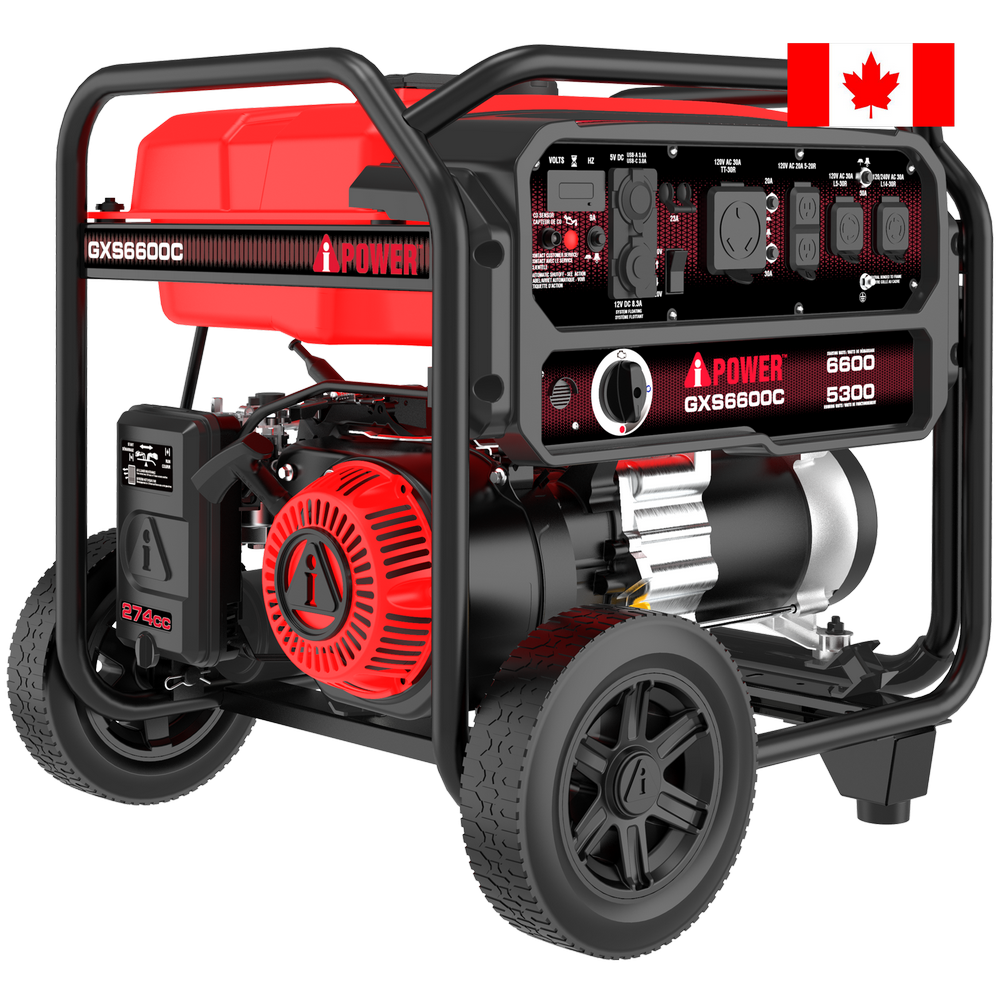 6600-Watt Portable Generator with Folding Handle and Flat-Free Wheels GXS6600C