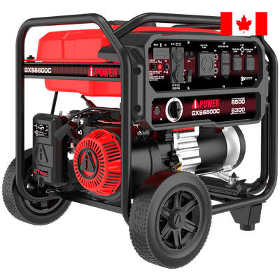 6600-Watt Portable Generator with Folding Handle and Flat-Free Wheels GXS6600C