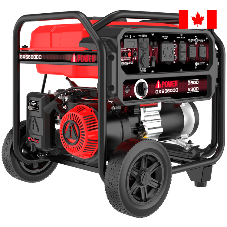 6600-Watt Portable Generator with Folding Handle and Flat-Free Wheels GXS6600C