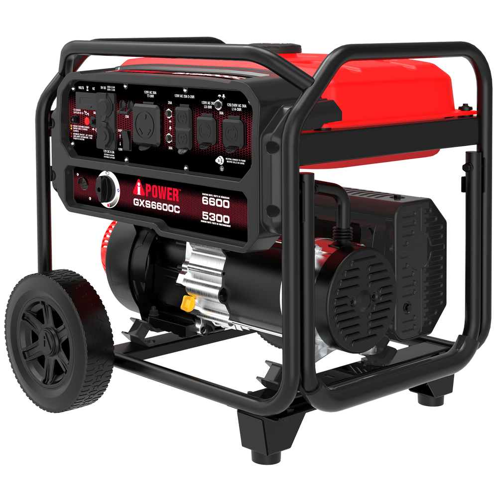 6600-Watt Portable Generator with Folding Handle and Flat-Free Wheels GXS6600C