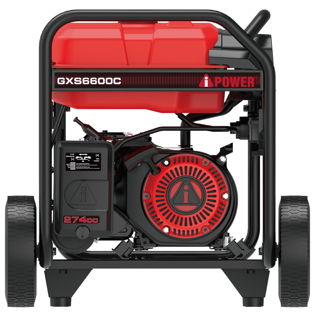 6600-Watt Portable Generator with Folding Handle and Flat-Free Wheels GXS6600C