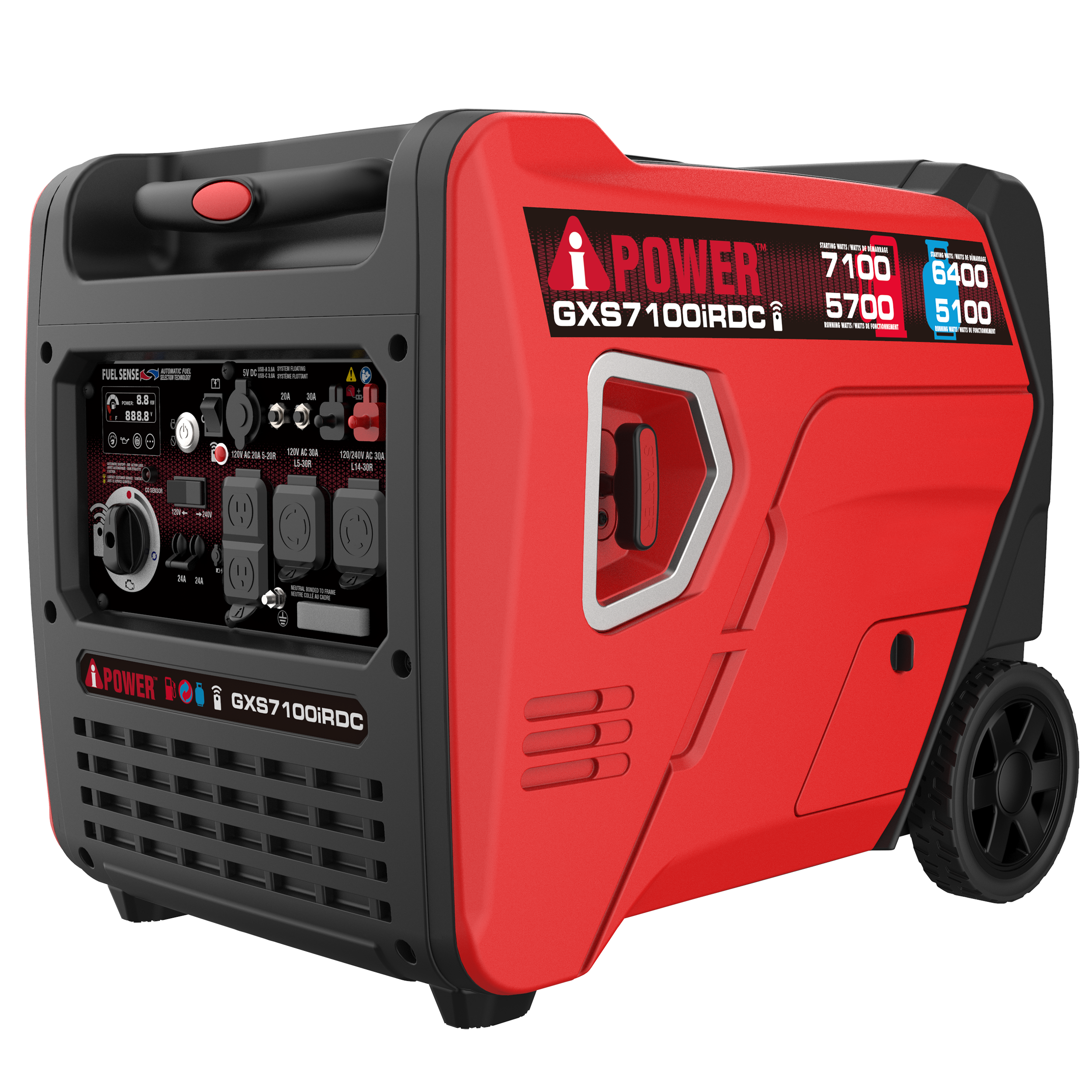 7100 Watt Dual Fuel Inverter Generator with Remote Start, Quiet Portable Generator for Home Backup, RV & Camping-GXS7100iRDC