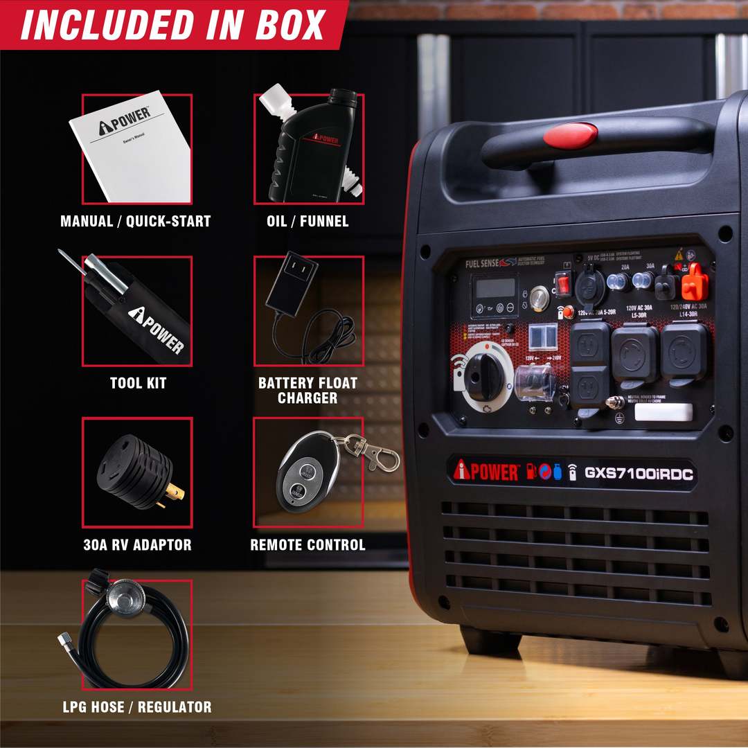7100 Watt Dual Fuel Inverter Generator with Remote Start, Quiet Portable Generator for Home Backup, RV & Camping-GXS7100iRDC