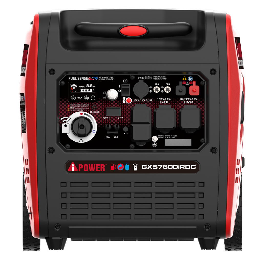 7600W Dual Fuel Remote Start Inverter Generator with CO Sensor, 120/240V-GXS7600iRDC