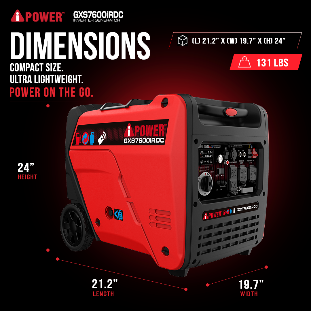 7600W Dual Fuel Remote Start Inverter Generator with CO Sensor, 120/240V-GXS7600iRDC