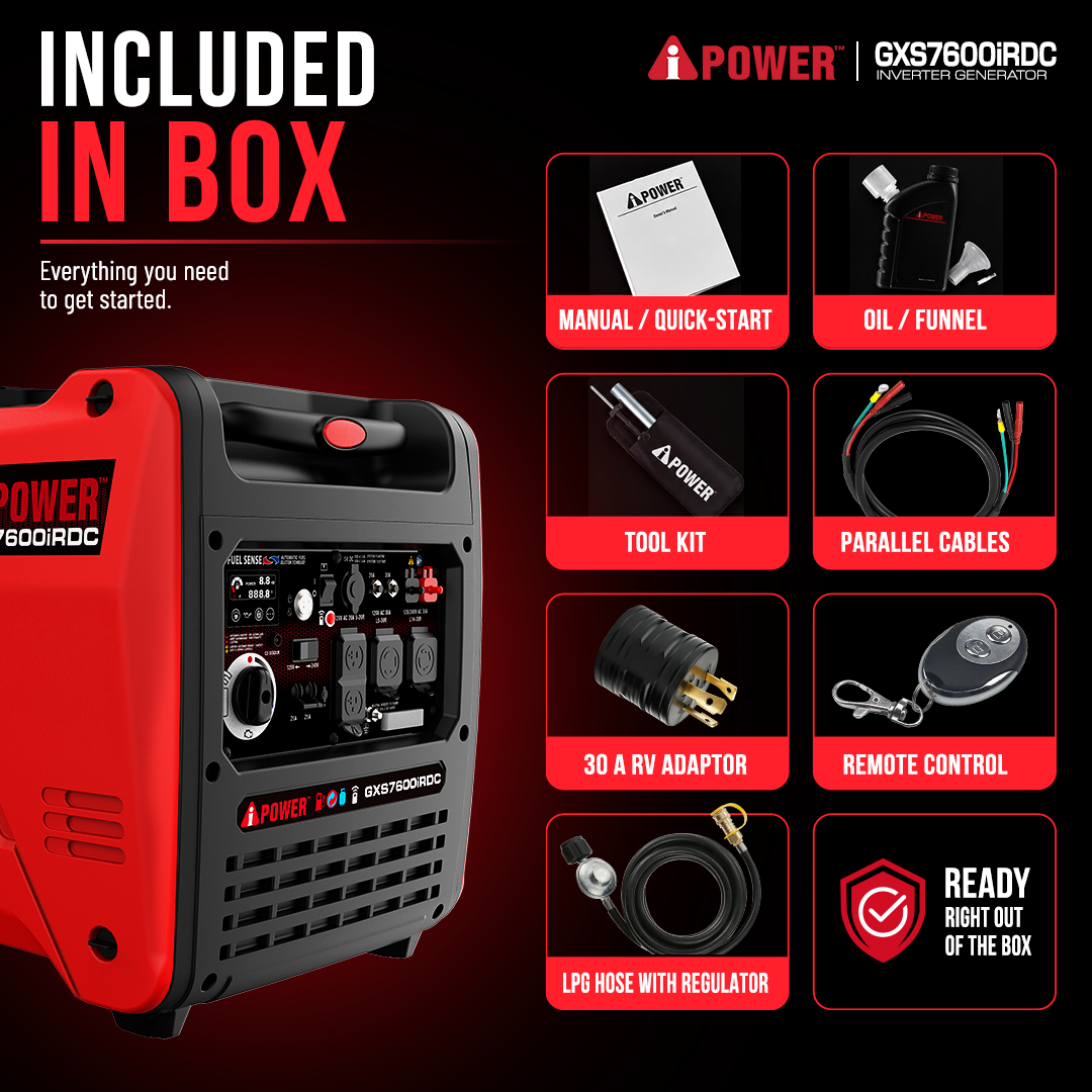 7600W Dual Fuel Remote Start Inverter Generator with CO Sensor, 120/240V-GXS7600iRDC