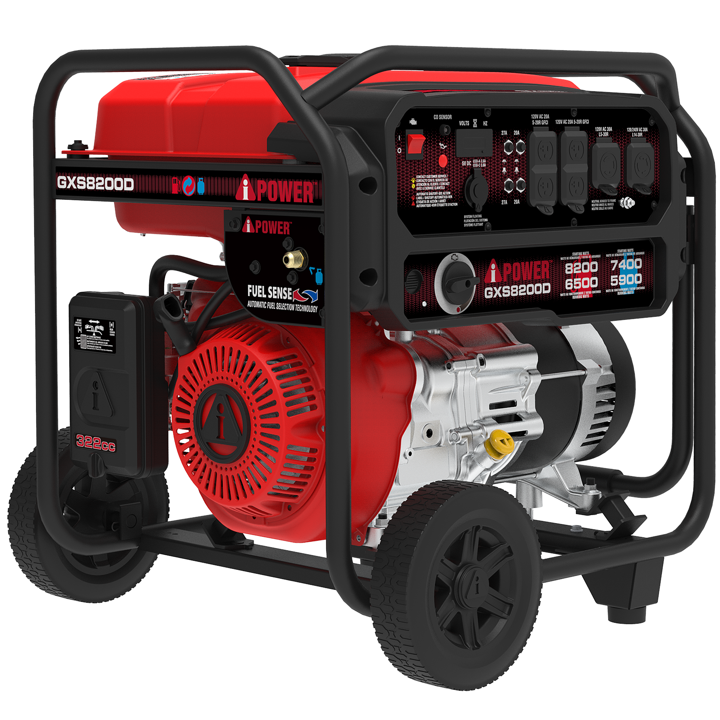 8200 Watt Dual Fuel Generator With CO Alert GXS8200D