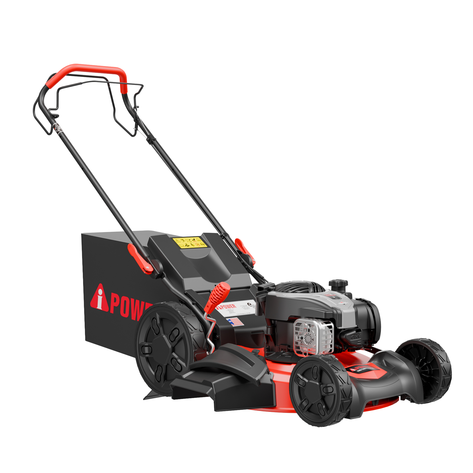 A-iPower 22'' Self-Propelled RWD Walk Behind Mower with Aero Flow™ Deck 3 in 1 Bag & Mulching & Side Discharge with 6 Position Adjustable Height-LM3N1-SPR